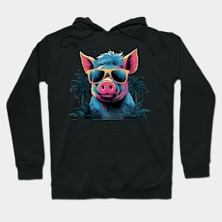 Retro Wave Happy Micro Pig Vibes Hoodie